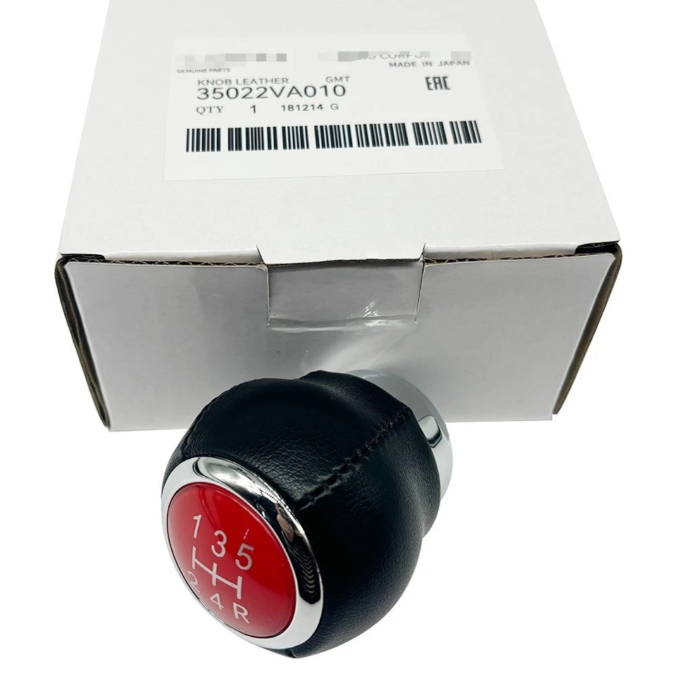 Perilla de cambio de marchas de cuero cosido rojo genuino Subaru WRX STI 35022VA010 OEM Foto 2 de 4