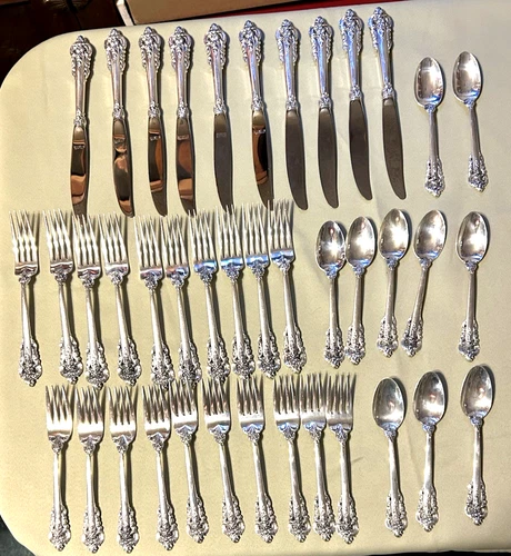 Wallace Grand Baroque Sterling Silver set 10 piece service for Ten 40 pieces