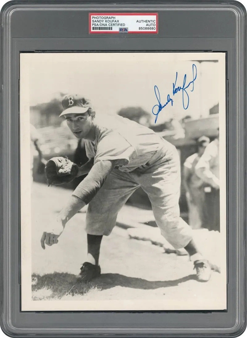 Beautiful Sandy Koufax Blue Sharpie Signed 8 " x 10" Photograph PSA/DNA Auth