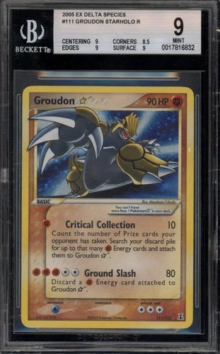 Pokemon Groudon Gold Star EX Delta Species Holo Ultra Rare #111 BGS 9 Mint