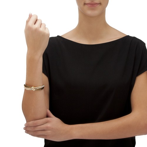 Black & White Crystal Bangle Bracelet Gold-Plated - Picture 3 of 3