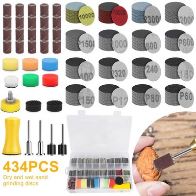 434x 1''Sanding Discs Kit 60-10000Grit Hook Loop Sandpaper for Dremel Rotary Tool