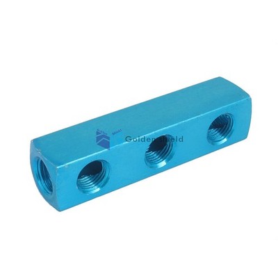 Air Compressor 1/4BSP Thread 3 Way 6 Port Hose   ManifoldBlockSocketBlue Kd *mc