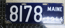 Maine Porcelain 1914 License Plate 14 Tag NH #8178 (AYCF)