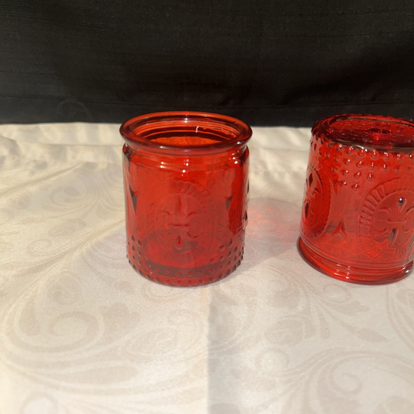 vintage viking Glass Ruby Red Diamond Point Fairy Lamp Top