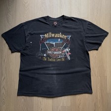 Vintage 90s Harley Davidson Milwaukee Size 3XL T-Shirt Faded Black Made In USA