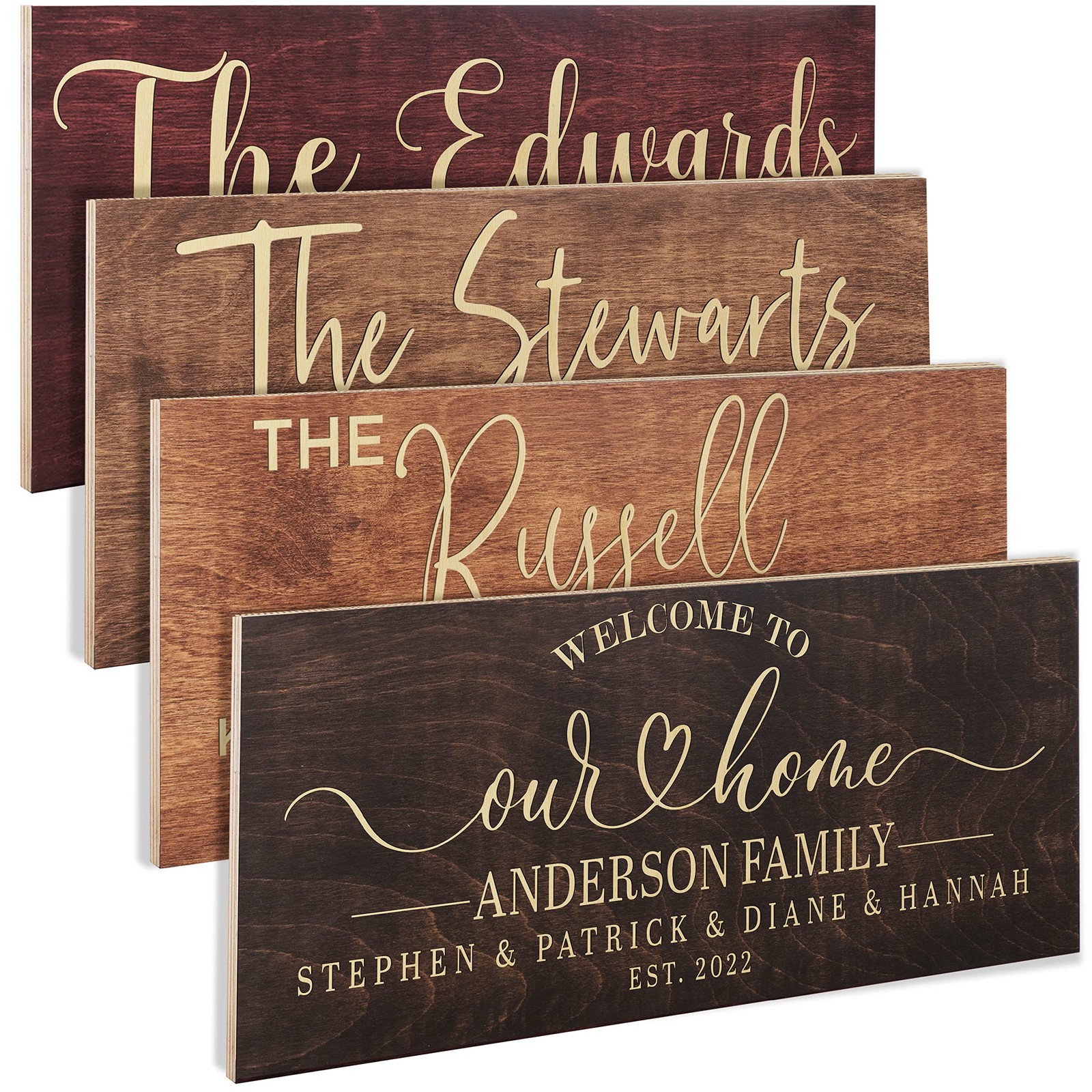 Wooden Sign for Family Personalized, Custom Established , 2 Sizes, 4 Colors, 5