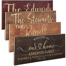Wooden Sign for Family Personalized, Custom Established , 2 Sizes, 4 Colors, 5