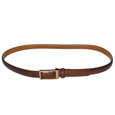 Ralph Lauren/RLL Italian Faux Croc Leather 3/4 Belt Brown Women s Gold Buckle