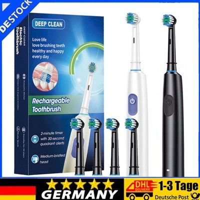 Elektrische Zahnbürste mit USB Rechargeable,4 Köpfen,5 Putzmodi, Tiefenreinigung