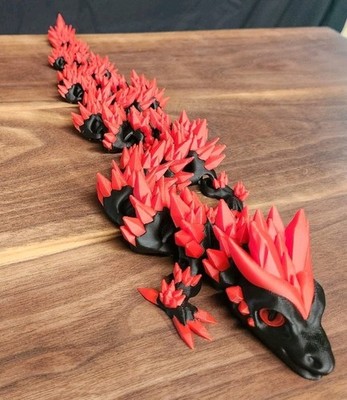 3D Printed Black and Red 24'' Crystal Dragon