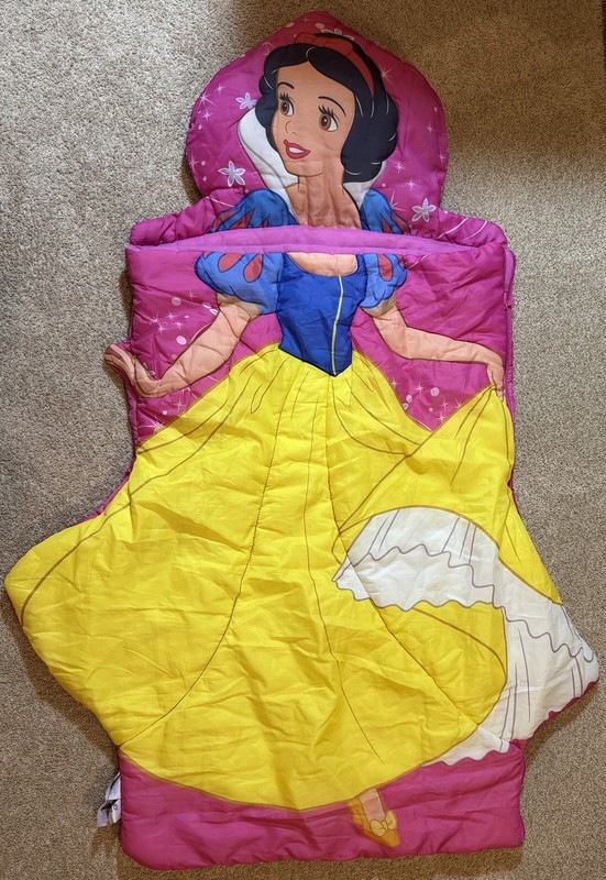 Unique ￼ Vintage toddler Child Size Pillow Head Snow White Disney Sleeping Bag 