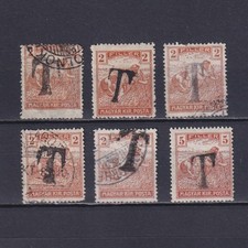 HUNGARY, Postage due, o/print  T  on 2&5 filler (1916-1918), varieties, MH/Used