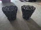 2 vintage Imperial glass carnival Hobb star  saw tooth pattern  toothpick holder