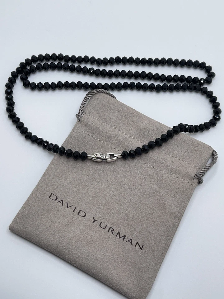 "Collar de cadena de espinela negra con cuentas espirituales de plata esterlina David Yurman 26""" Foto 2 de 4