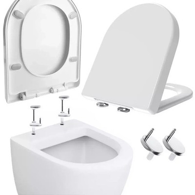 Luxus D-Form WC-Sitz Schwerlast weiß Soft Close Top Schnellverschluss Scharniere