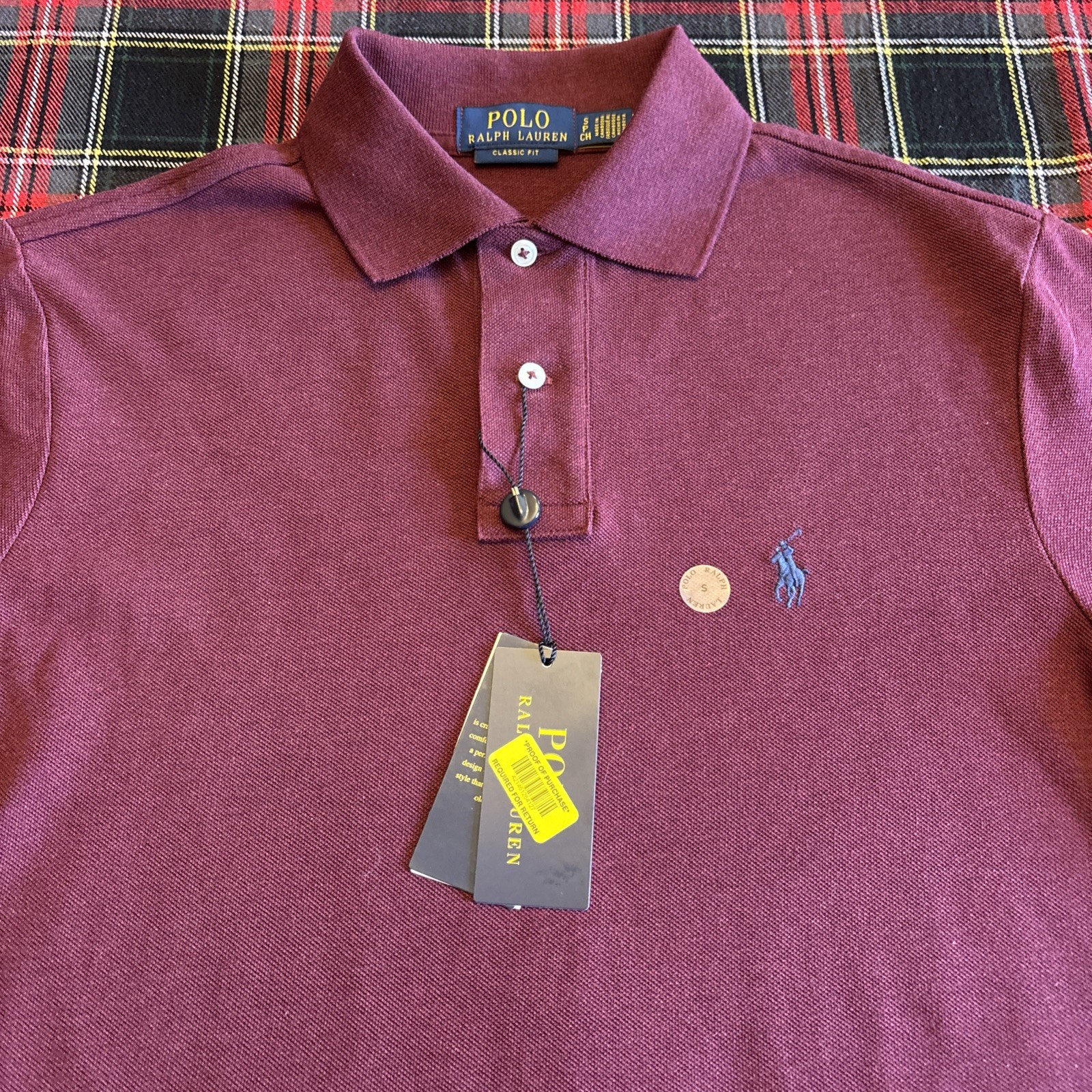 NWT Polo Ralph Lauren Short Sleeve Dark Red Heather Golf Shirt Men's Size S