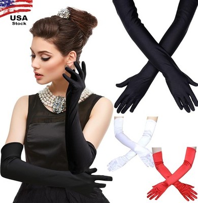 Long Opera Party 20s Satin Gloves Stretchy Adult Size Elbow Length Retro Vintage 1950s 1920s Long Gloves The Great Gatsby Women's Wedding Party Long Opera Party 20s Satin Gloves Stretchy Adult Size Elbow Length Retro Vintage 1950s 1920s Long Gloves The Great Gatsby Women's Wedding Party