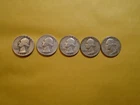 SILVER QUARTERS MIXED, SILVER COINS  ( 5  SILVER WASH. QUARTERS ) FREE SHIP