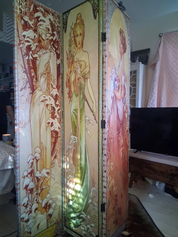 Alphonse Mucha - цифровая репродукция холст 3 панели перегородка комнаты (экран)) - Изображение 2 из 3