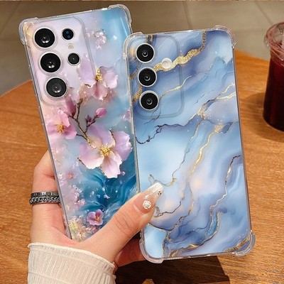 Marmor-TPU-Klare Hülle für Samsung S25 S26 Ultra S24 FE S23 S22 A16 A55 A57 Case