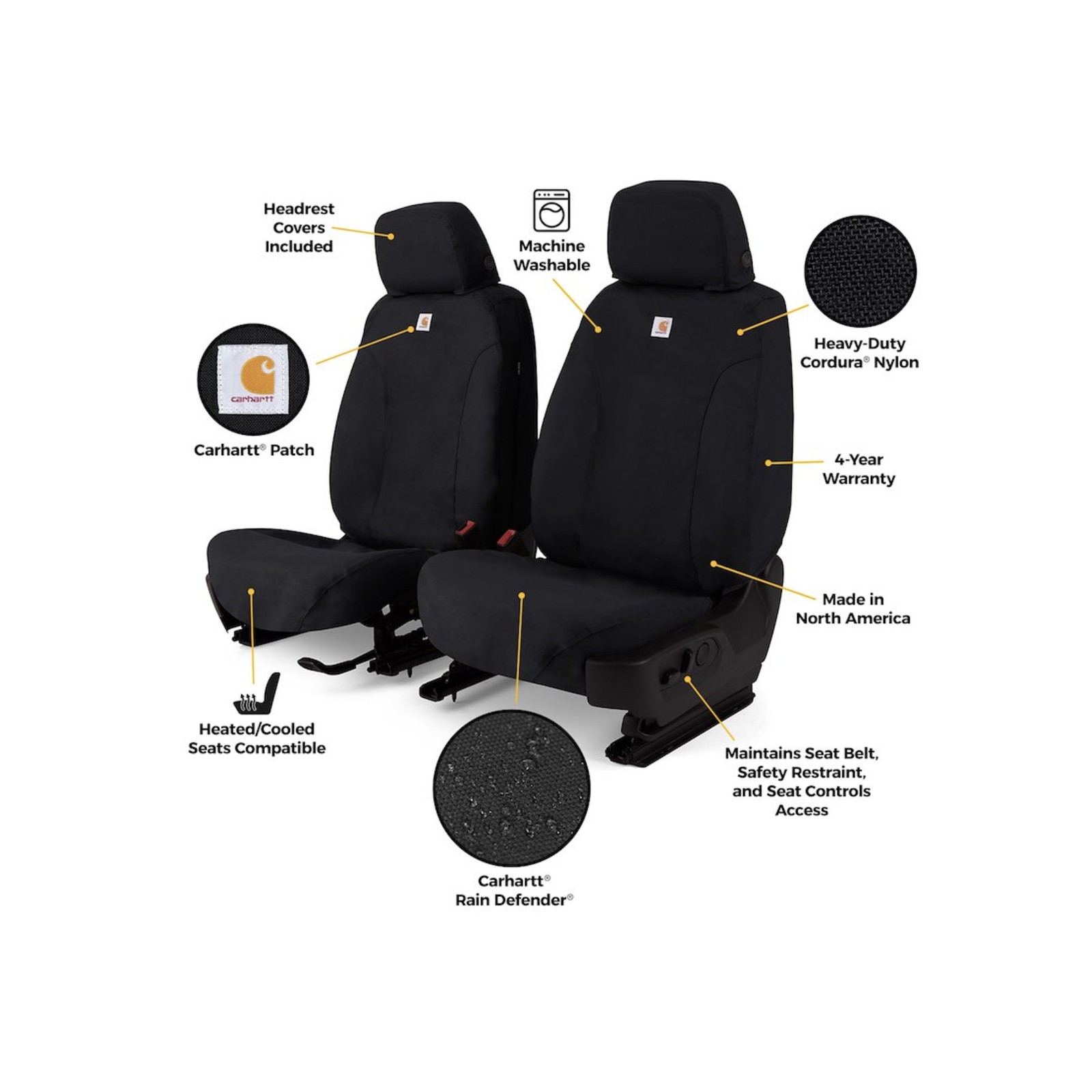 Covercraft Carhartt Super Dux SSC2412COBK Ford Truck Front Seat Covers Black