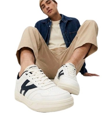 Tretorn Men's Retro Vibe Low Top Sneakers Shoes White Navy Lace-Up Size 10 NIB
