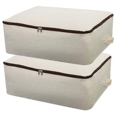 2PCS Canvas Storage Bag, 12OZ Thick Soft Breathable Closet Organizer for Bedd...