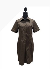 New York & Company Olive Green Shirt Dress with Short Sleeve