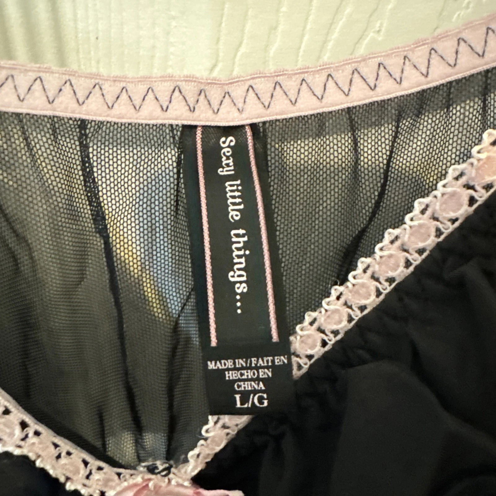 UNDERCOVER Abito slip Victoria's Secret Chemise taglia L nero raso pizzo trasparente lingerie