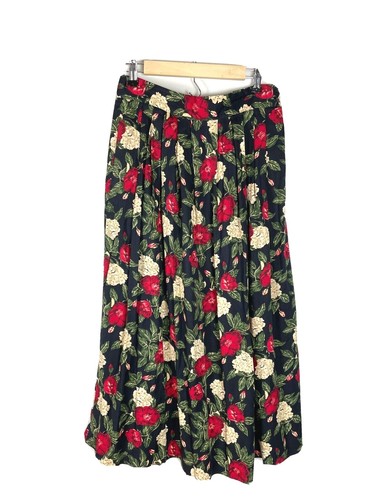 Vintage Jones Wear Maxirock schwarz Blumen Plissee, Größe M/L