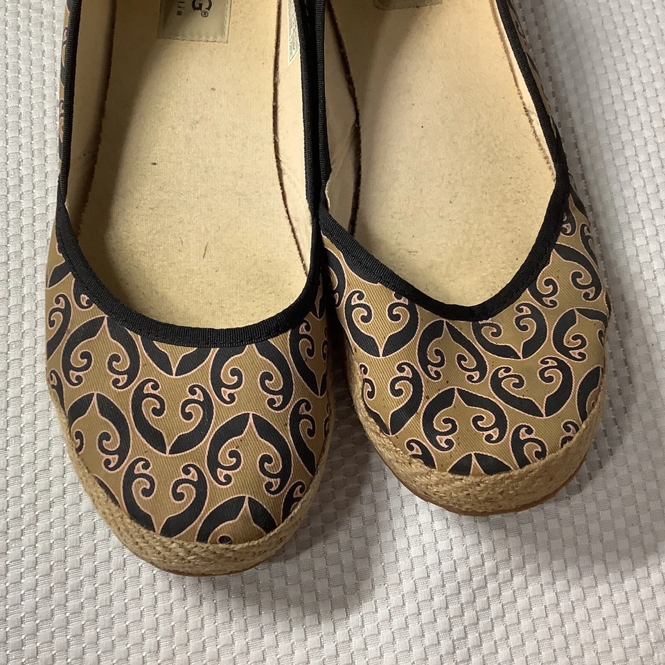 UGG�� Talla 10 Marrón Azul Rosa Indah Marrakech Zapatos Alpargata Lona Plana 1002691 Foto 3 de 4