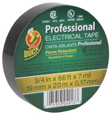 Duck 393119 3/4'' x 66' Professional Black Electrical Tape