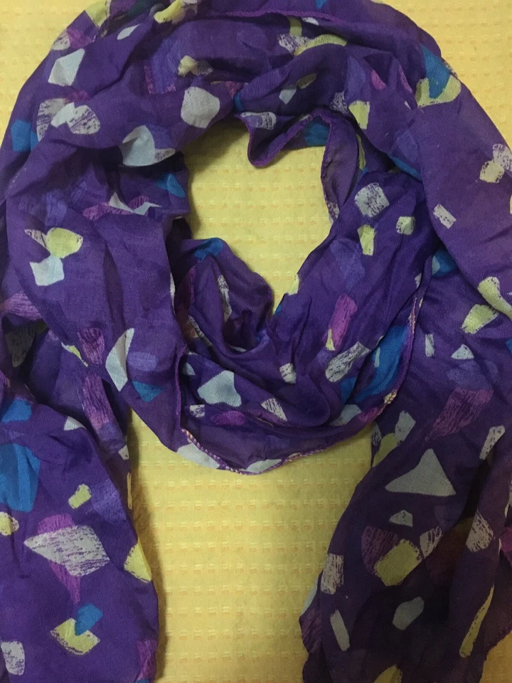 Bufanda Púrpura Amarillo Teal Blanco Patrón A Cuadros Mujeres Mamá Hermana Regalo de Verano Foto 2 de 4