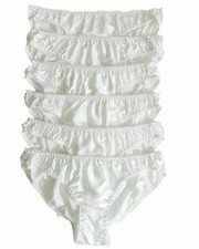 6pcs Women's 100 Silk Bikinis Panties S M L XL W26"-38" white