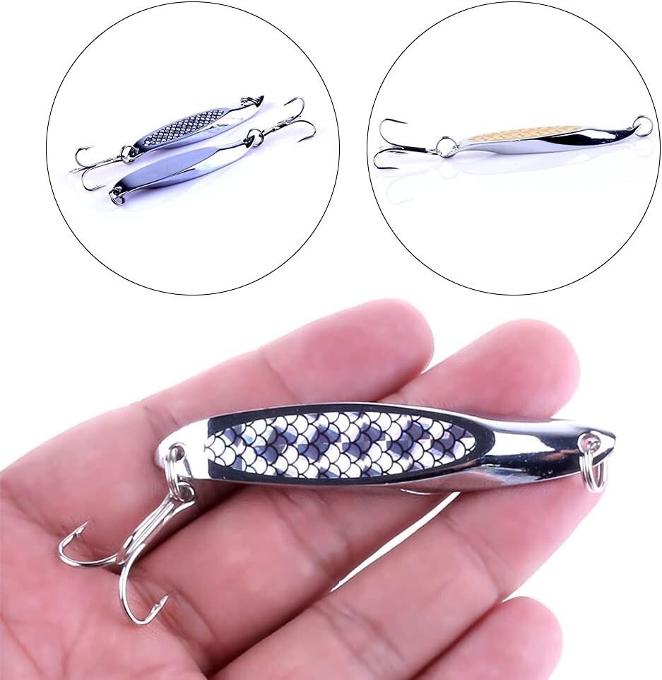 5 X 28g Chrome Wedge Spinners For Bass, Mackerel & Saltwater Fishing - Slow Pitch Fluttering Lures 5 thumbnail image
