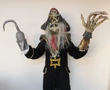 Vtg. 2000 Paper Magic Group Pirate Skeleton Halloween Mask w. Shirt Hook & Arm !