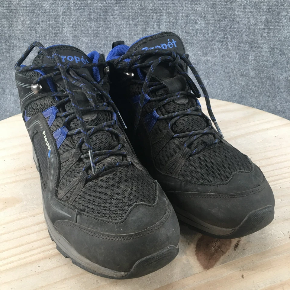 Propet 防水徒步鞋女式 12 M Peak 黑色皮革圆头 WBA002M — 第 3/4 张图片