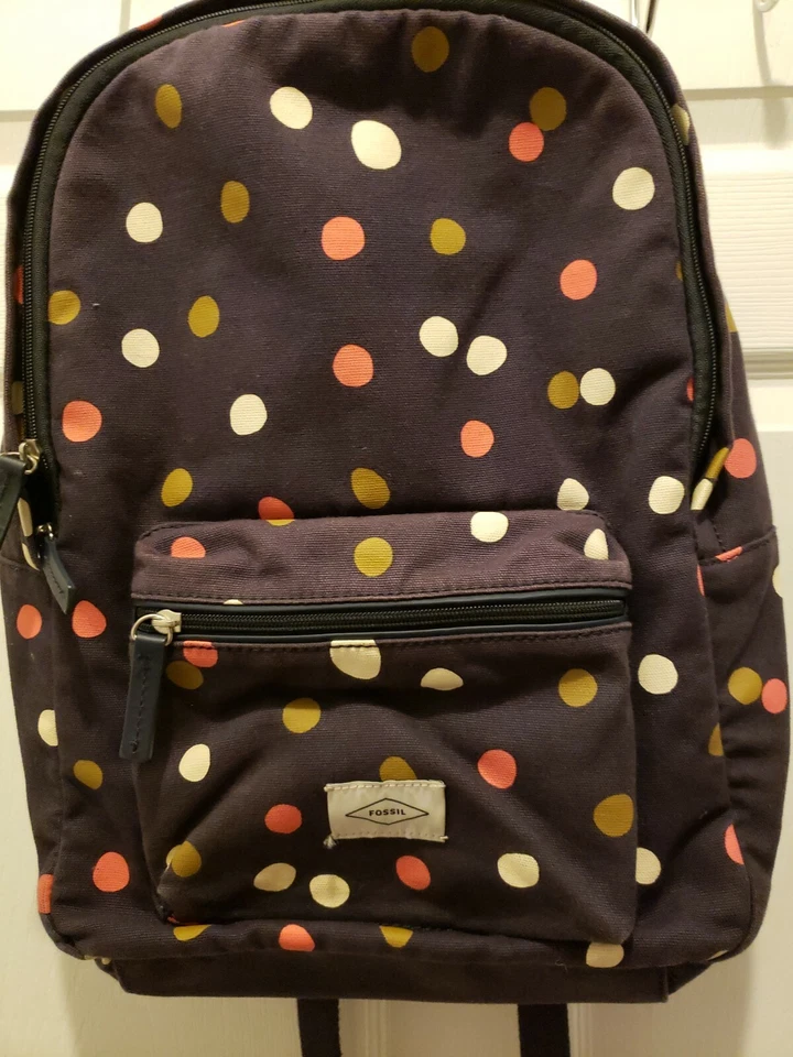 Mochila grande de lona lunares multicolor azul fósil para dama Foto 3 de 4