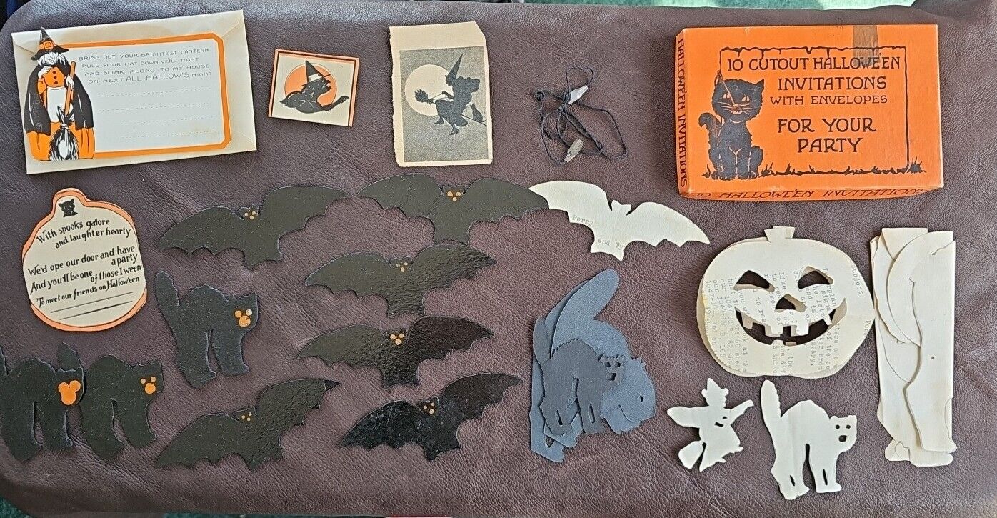 Vintage Halloween Early  Unused Party Invitation w/Envelope With Extras