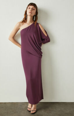 bcbg purple dress one shoulder NWT $268 BCBGMAXAZRIA Mila Violet One-Shoulder Dress MEDIUM
