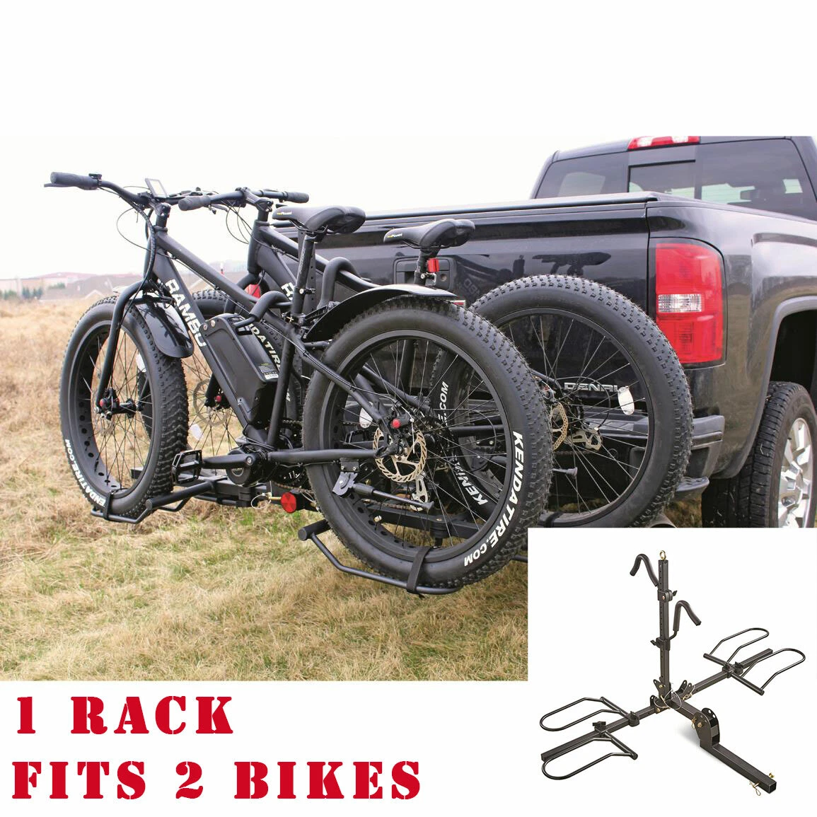 Fat Tire Bike Padded Carrier 2 Bicycles Capacity Truck SUV Hitch