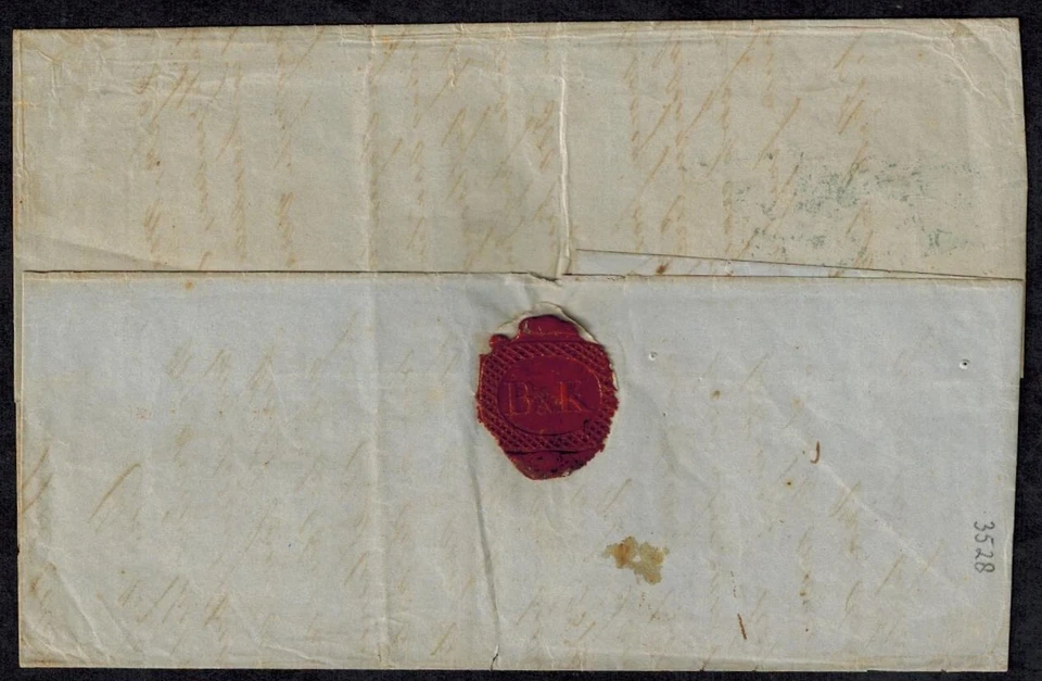 Dutch East Indies Pre Stamp 1853 Cover w/ Oval Amsterdam & Land Mail Post Boxed - Image 4 of 4