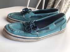 Sperry Top Sider SEABRIGHT Boys Girl Aqua Loafers Oxfords Shoes Sz 5.5M