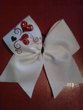 Valentine Hearts red Novelty Handmade Boutique Hair Bow cheer event performance