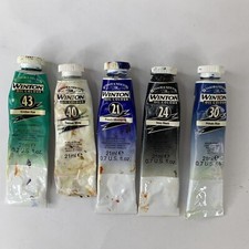 Lot of 5 Winsor and Newton Winton Oil Colours  21 ML Tubes England mostly full