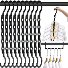 Space Saving Hangers 10PCS Magic Hangers 5 Holes Sturdy Plastic Clothes Close...