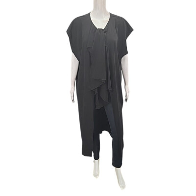 Rubin Singer Studio Dressy Crepe Knit Midi Duster Cardigan Medium Szie Black