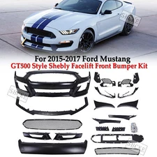 Fits 15-17 Mustang GT500 Style Front Bumper Conversion w/ Lip & Mesh Grille PP
