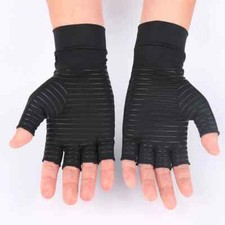 Copper compression gloves anti-arthritis fingerless pain relief joint support -